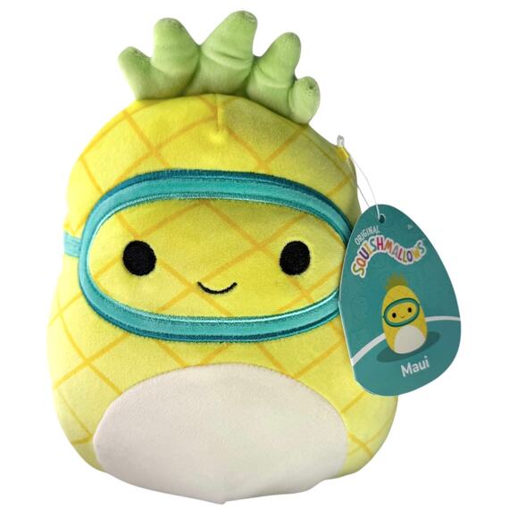 SQUISHMALLOWS Plush MAUI PINEAPPLE 8.5" Yellow Swim Diver Pillow Kelly Toy Tags - Picture 1 of 4
